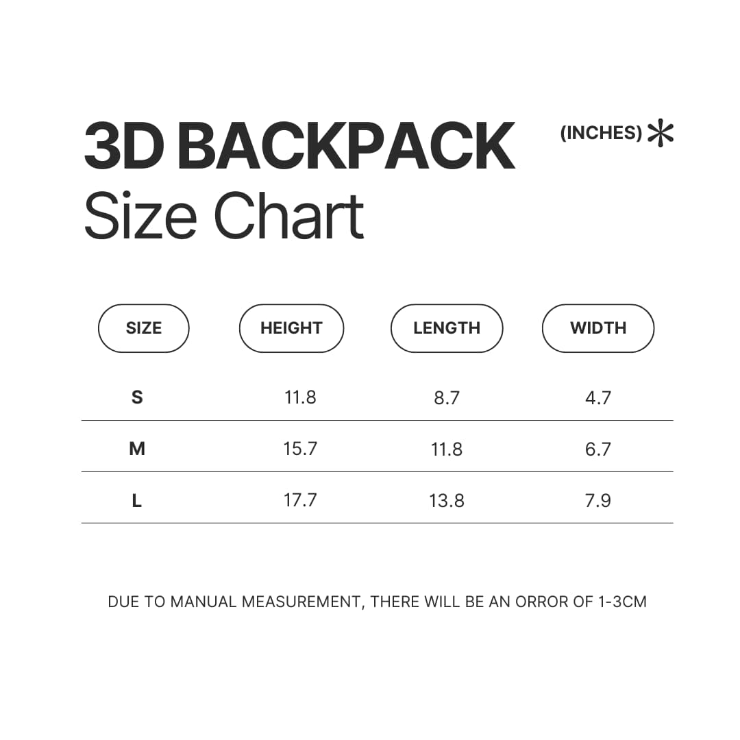 3D Backpack Size Chart - Hellsing Ultimate Merch