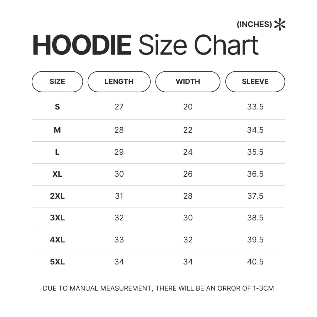 Hoodie Size Chart - Hellsing Ultimate Merch