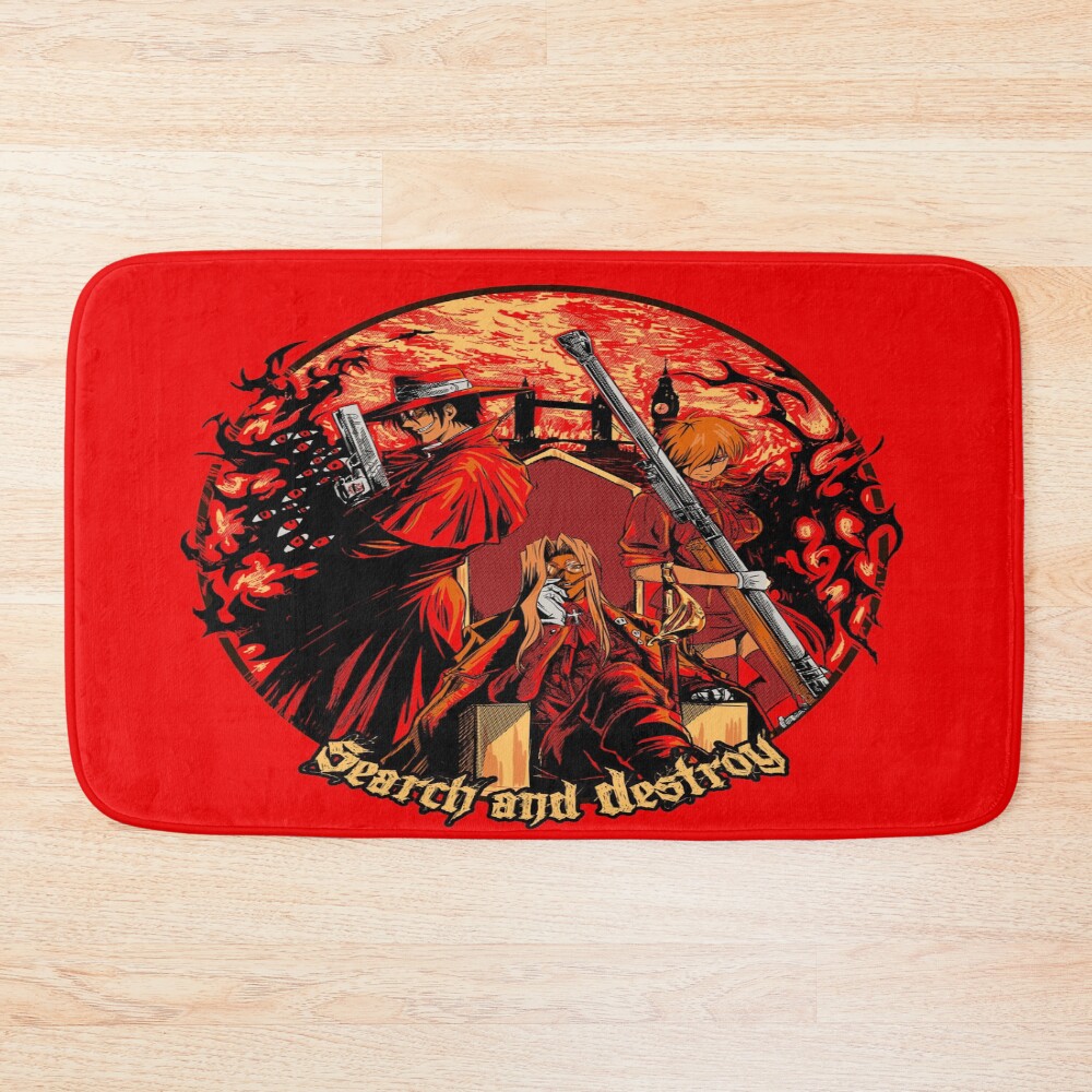 Search And Destroy Gothic Print Bath Mat