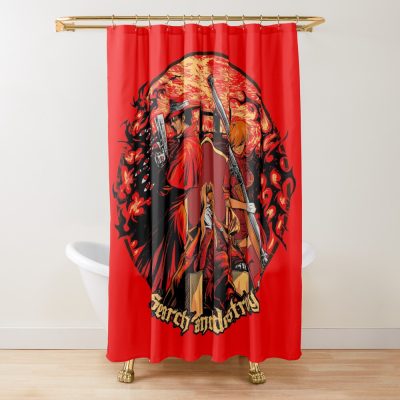 Search And Destroy Gothic Print Shower Curtain