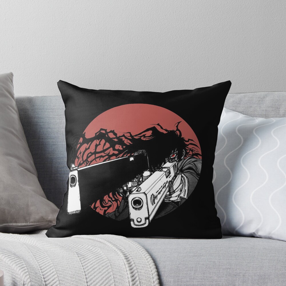 Alucard Monochrome Portrait Throw Pillow