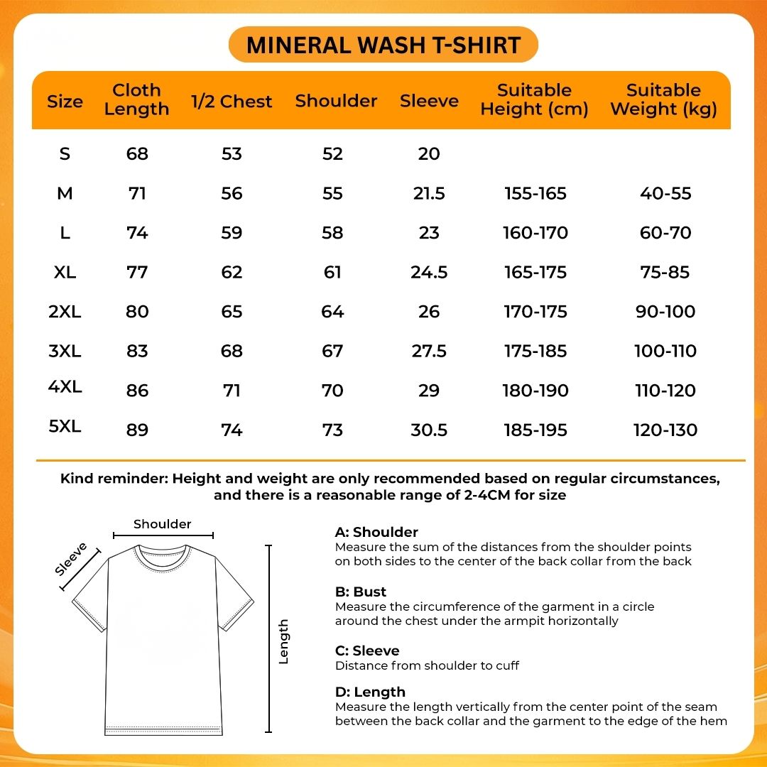 Mineral Wash T Shirt Size Chart - Hellsing Ultimate Merch